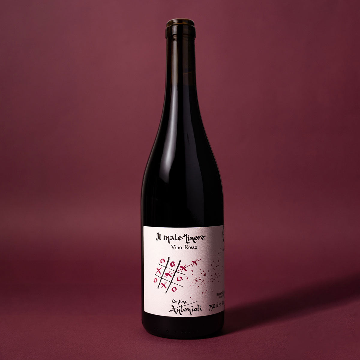 Styled image of Cantina Antonioli’s Il Male Minore — a mountain red wine from Valtellina, pure and expressive, balancing tension, freshness, and Nebbiolo character