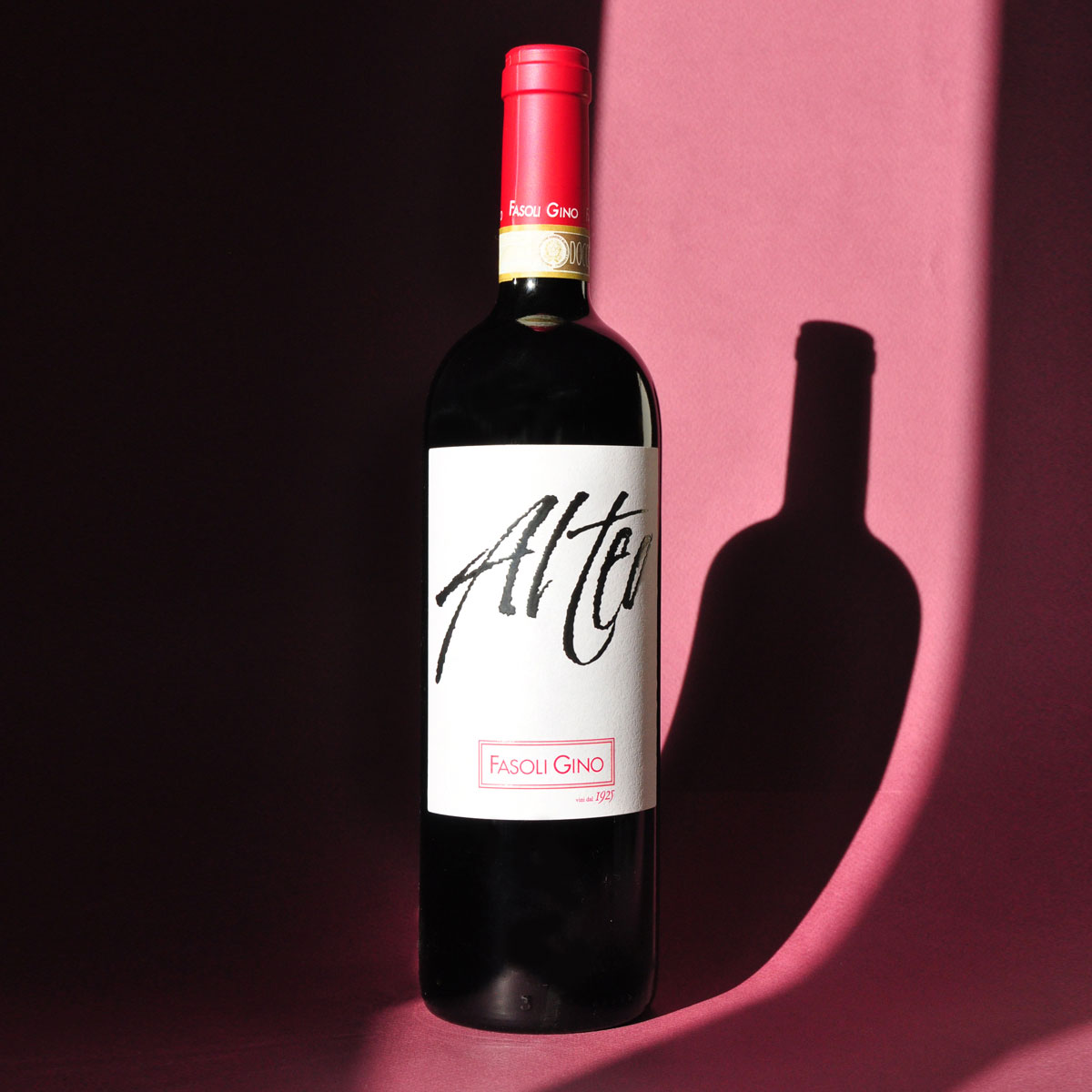 Styled image of Fasoli Gino Alteo Amarone — a luxurious biodynamic red wine from Valpolicella, known for its rich texture, dark fruit, and age-worthy complexity