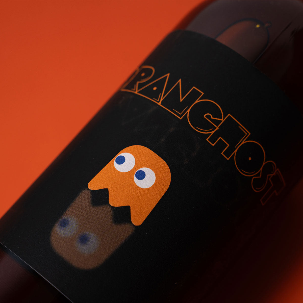 Close-up of Fasoli Gino Orange Ghost label — a biodynamic and organic orange wine from Veneto, made with extended skin contact and native grape varieties