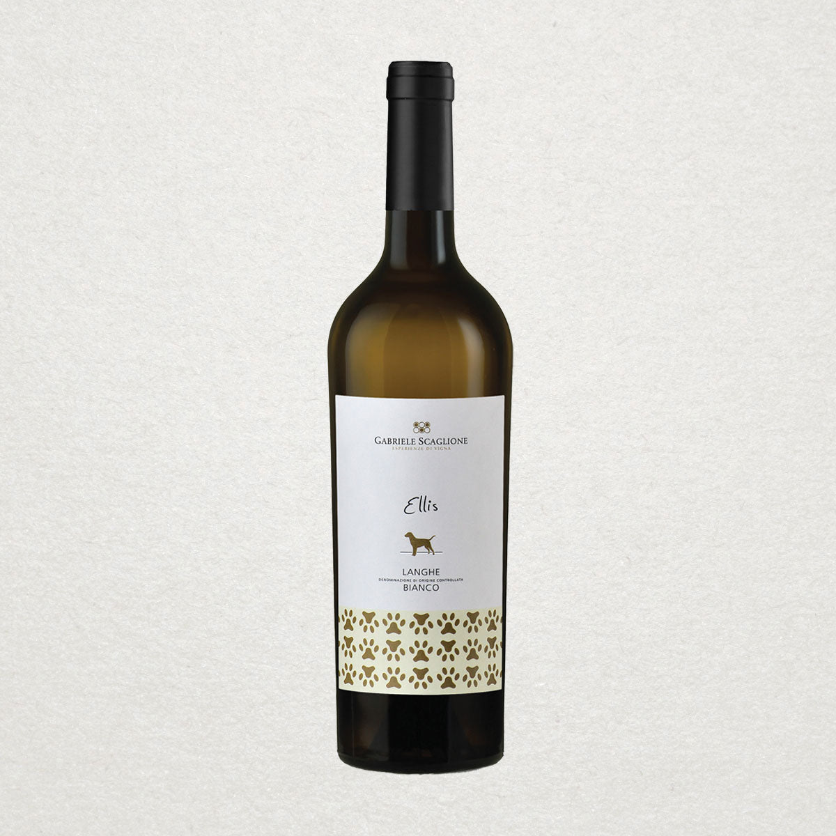 Full bottle of Ellis Langhe Bianco by Gabriele Scaglione — an organic-inspired white wine from Langhe, fresh and floral with balanced minerality