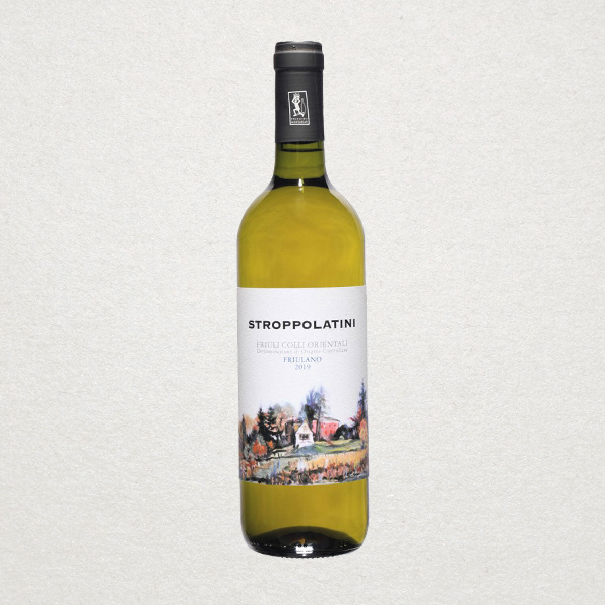 Full bottle of Stroppolatini Friulano — an organic Italian wine from Friuli, blending freshness and structure through minimal intervention and natural fermentation