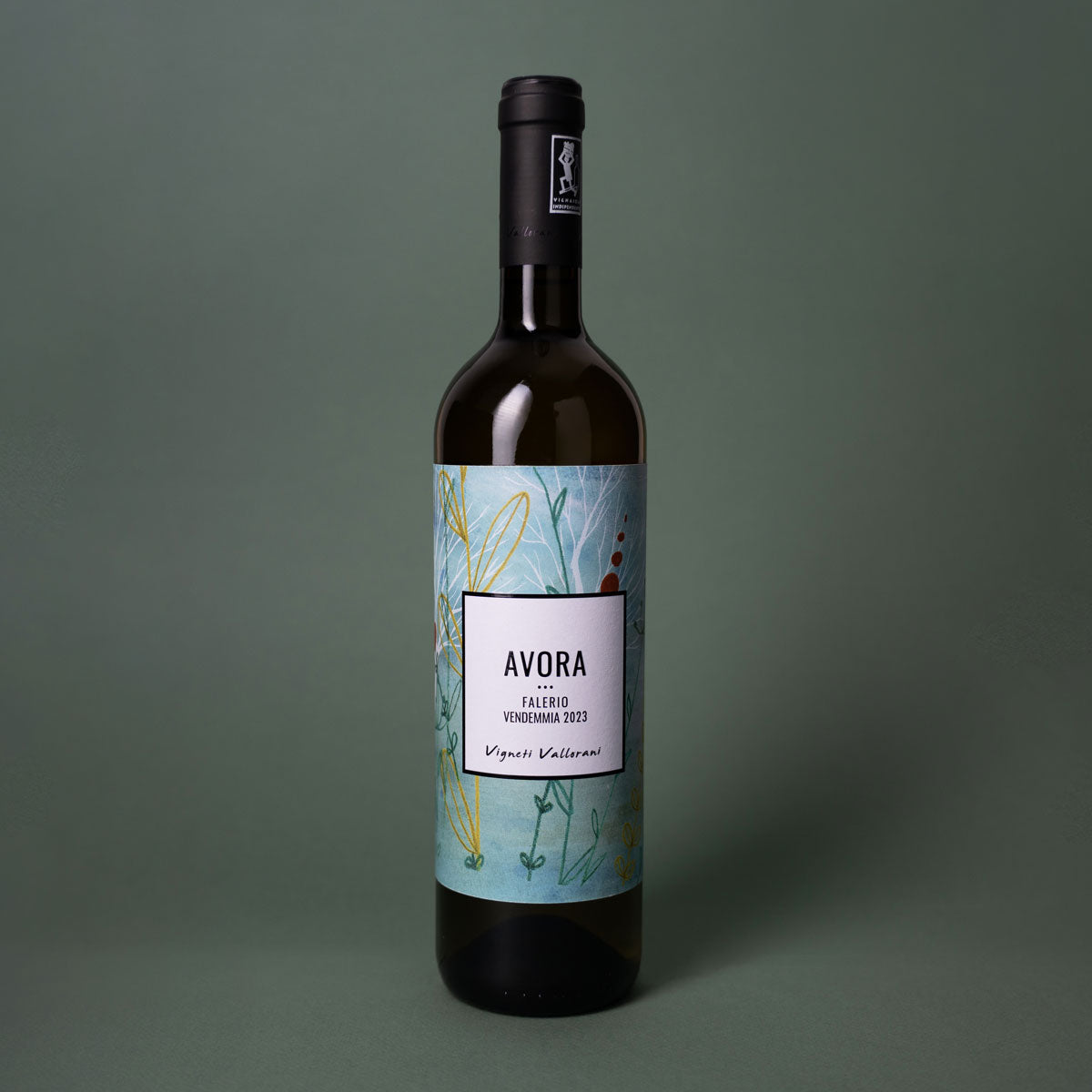Styled image of Vigneti Vallorani’s Avora — a natural Italian white wine showcasing the purity and vibrancy of Marche’s coastal terroir