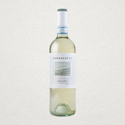 Full bottle of Fasoli Gino Borgoletto Soave — a fresh and mineral-driven organic white wine from the Soave DOC, crafted with low-intervention methods