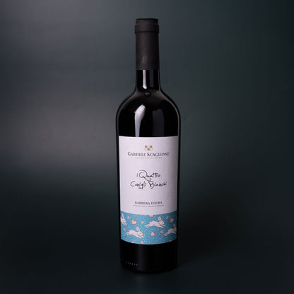Styled image of Gabriele Scaglione’s Barbera — a natural-leaning red wine from Piedmont, perfect for everyday meals and rustic pairings