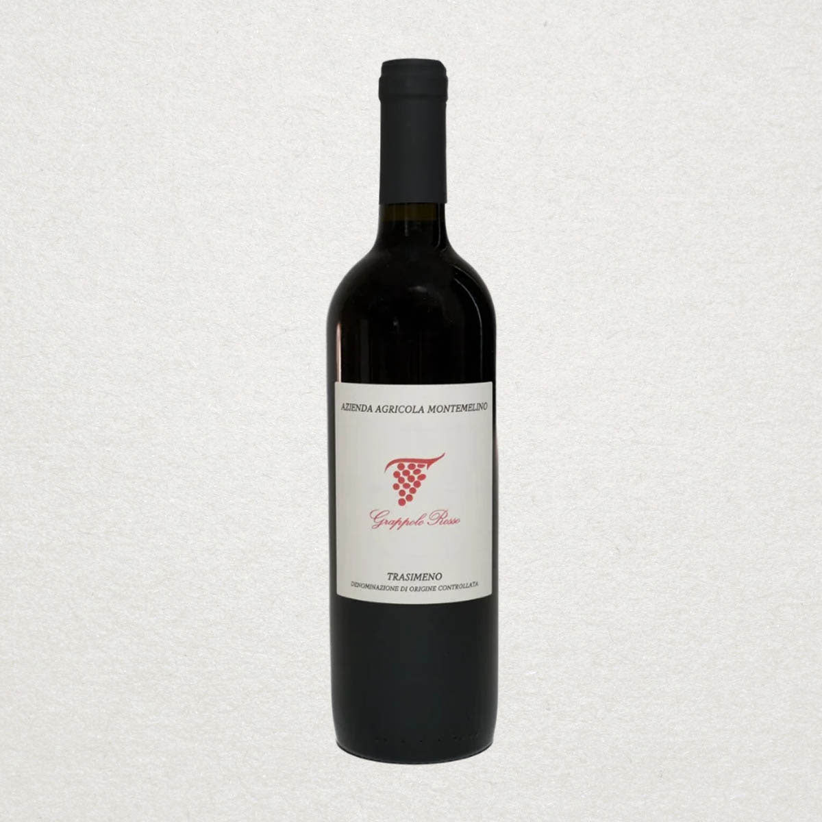 Full bottle of Montemelino Grappolo Rosso — a natural red wine from Umbria, crafted with biodynamic practices and manual harvesting