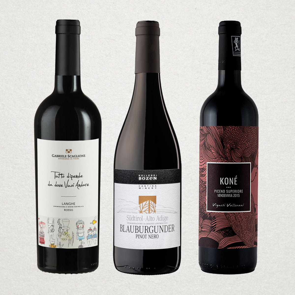 InVinus TuttoNero Pack with three organic and biodynamic Italian red wines — a curated trio of bold, natural reds ideal for cozy nights and hearty meals