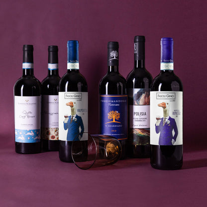 Six-bottle mixed pack of organic and biodynamic Italian red wines — a bold InVinus selection for those who want to think and drink like an Italian