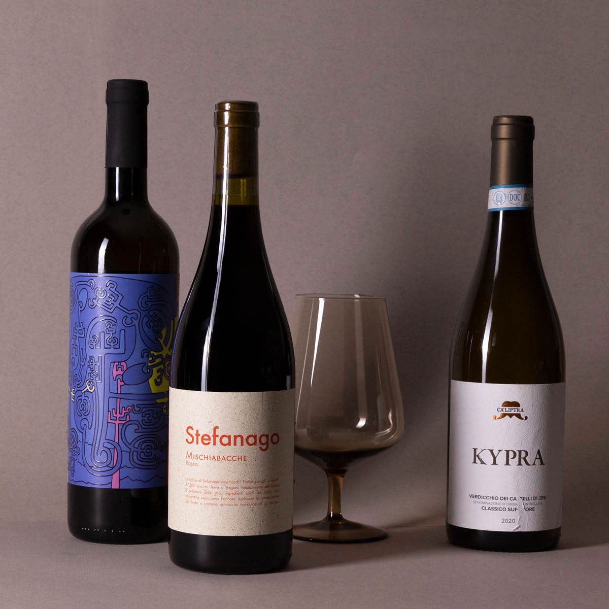Three-bottle mixed pack of organic and biodynamic Italian wines — curated by InVinus to showcase natural red, white, and sparkling selections from independent producers